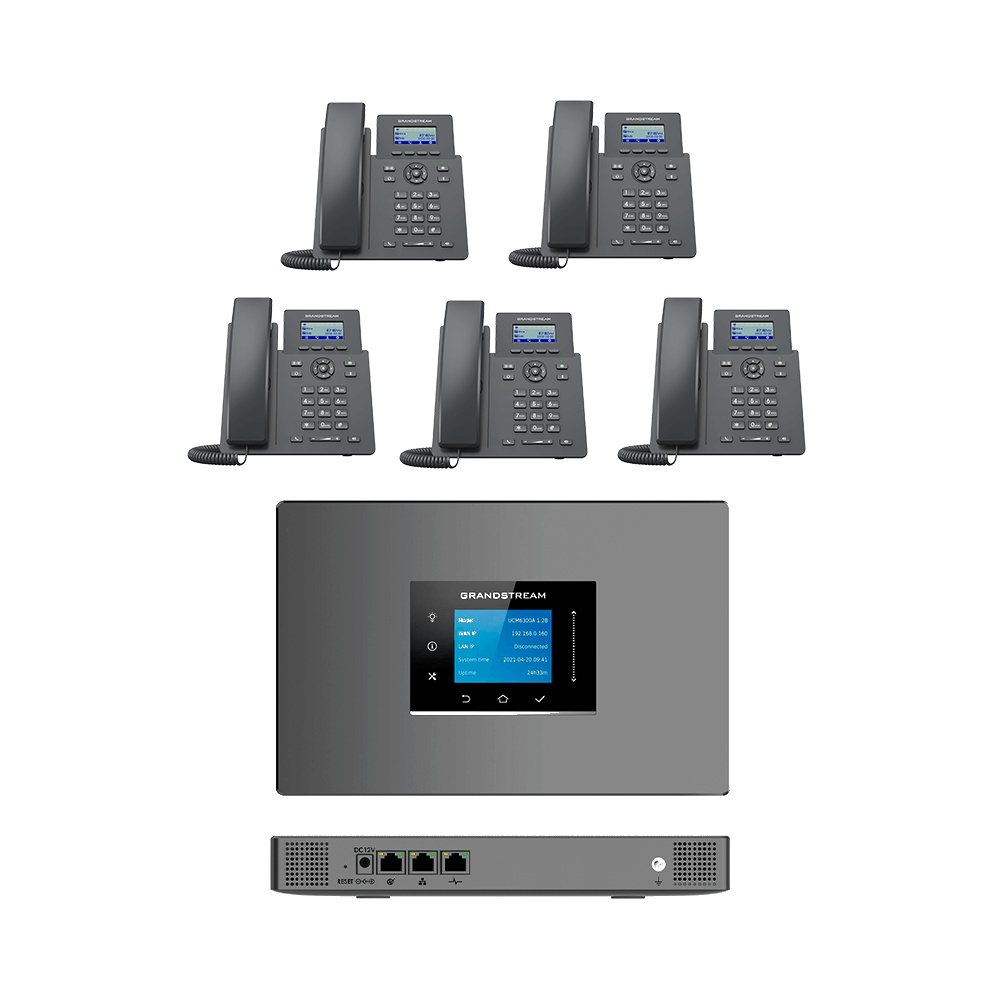 باقة سنترال جراند ستريم بخط خارجي واحد مع 5 هواتف لاسلكية واي فاي داخلية | Grandstream IP PBX Bundle