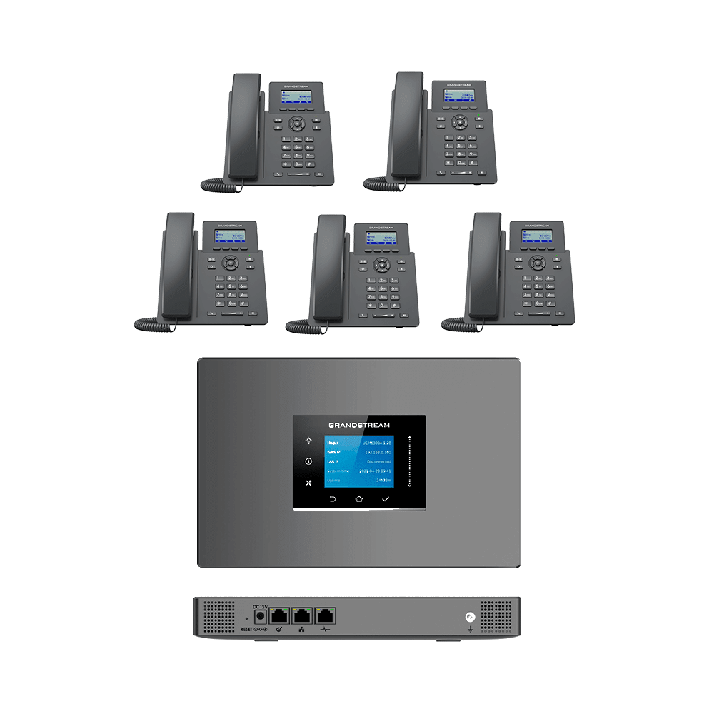 باقة سنترال جراند ستريم بخط خارجي واحد مع 5 هواتف لاسلكية واي فاي داخلية | Grandstream IP PBX Bundle - MadinahTaif Store