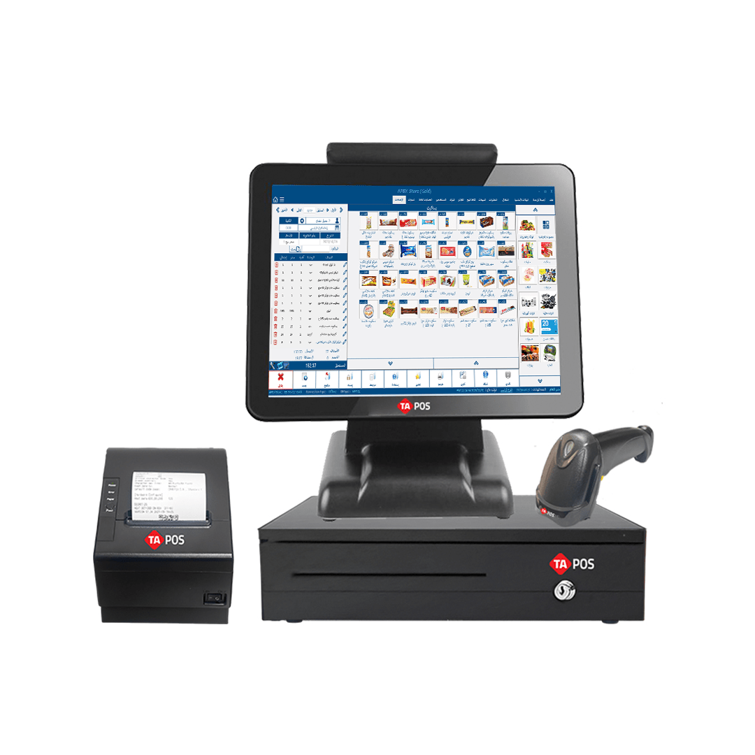 جهاز كاشير شاشة لمس كور اي 5+درج+طابعة+قارئ باركود+البرنامج - MadinahTaif Store