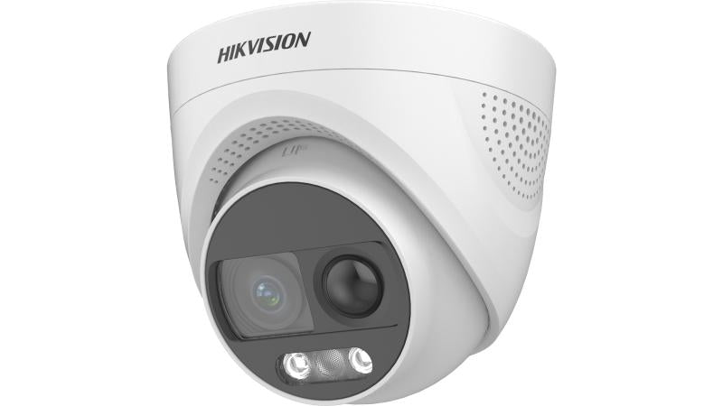 كاميرا مراقبة Turbo HD بدقة 8MP (4K) Turret ملونة ColorVu مع حساس PIR وصافرة هيك فيجن DS-2CE72UF3T-PIRXO - MadinaTaif