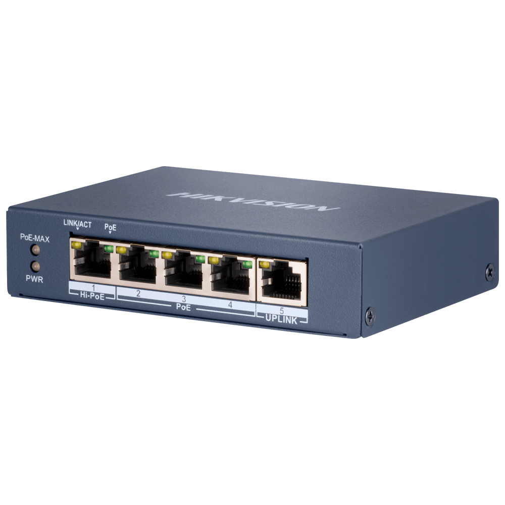 سويتش PoE هيك فيجن غير مُدار 4 منافذ Gigabit بقدرة 60 واط DS-3E0505HP-E - MadinaTaif