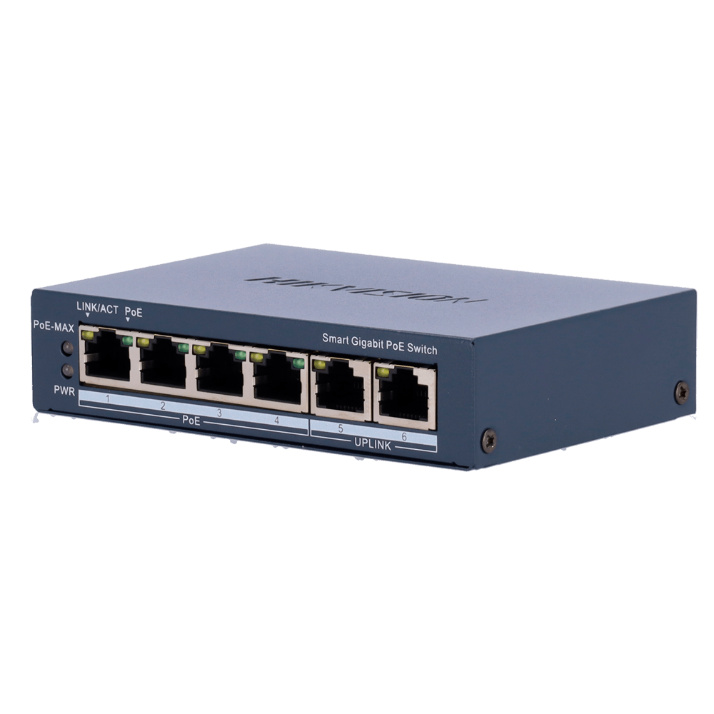 سويتش PoE هيك فيجن ذكي مُدار 4 منافذ Gigabit بقدرة 60 واط DS-3E1506P-EI - MadinaTaif