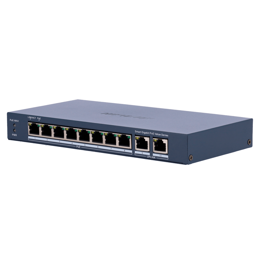سويتش PoE هيك فيجن ذكي مُدار 8 منافذ Gigabit بقدرة 80 واط DS-3E1510P-EI/M(B) - MadinaTaif