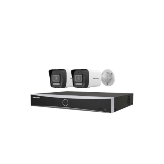 🎥 باقة مراقبة احترافية من Hikvision – 2 كاميرا IP بدقة 8 ميجابكسل + جهاز تسجيل 4 قنوات