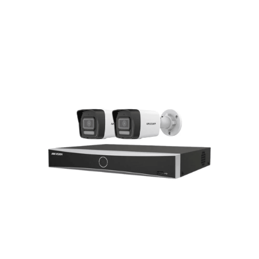 🎥 باقة مراقبة احترافية من Hikvision – 2 كاميرا IP بدقة 8 ميجابكسل + جهاز تسجيل 4 قنوات - MadinahTaif Store