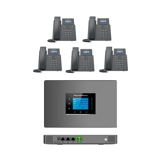 باقة سنترال جراند ستريم بدون خط خارجي مع 5 هواتف لاسلكية واي فاي داخلية | Grandstream IP PBX Bundle - MadinahTaif Store