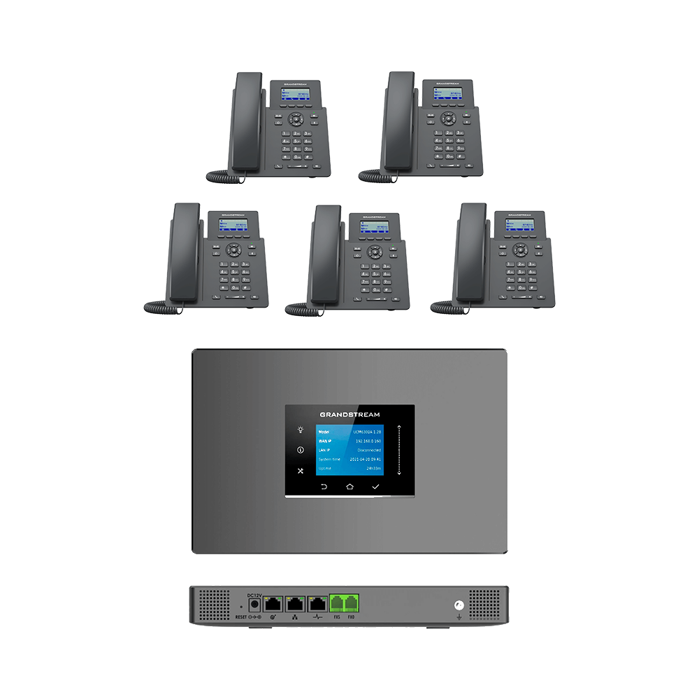 باقة سنترال جراند ستريم مع 1 خط خارجي و5 هواتف سلكية داخلية | Grandstream IP PBX - MadinahTaif Store