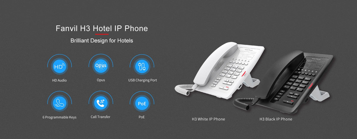 هاتف فندقي IP اقتصادي Fanvil H3 أبيض - MadinaTaif