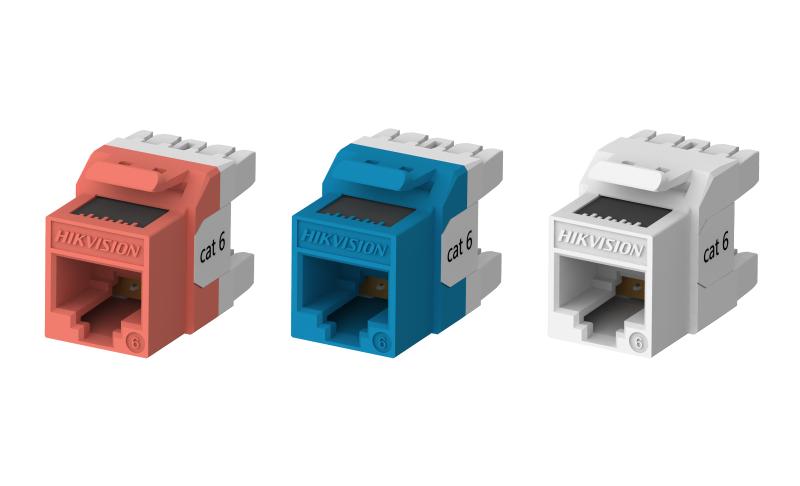 كيستون جاك Cat6 غير محمي زاوية 180° Punch Down لون أبيض - عبوة 50 قطعة هيك فيجن DS-1CK6U180T - MadinaTaif
