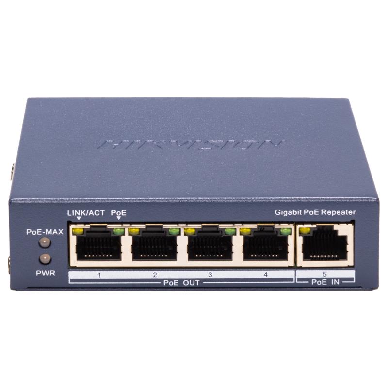 مكرر PoE هيك فيجن Gigabit بمنفذ إدخال 1 و4 منافذ إخراج بقدرة 60 واط DS-3E0505P-E/R - MadinaTaif