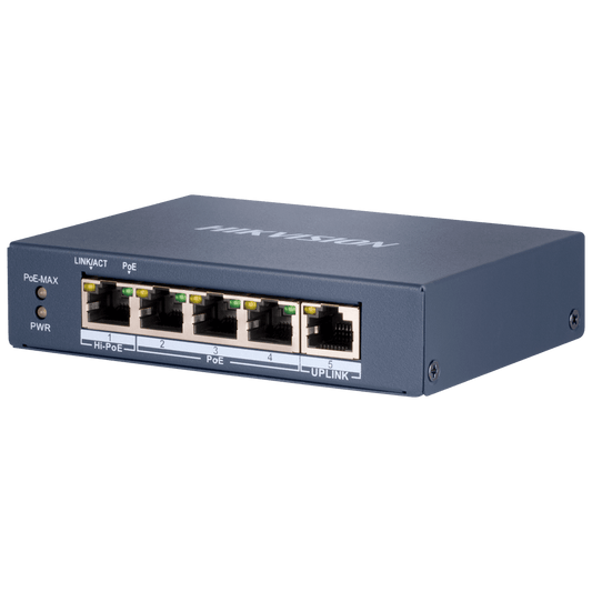 سويتش PoE هيك فيجن غير مُدار 4 منافذ Gigabit بقدرة 60 واط DS-3E0505HP-E - MadinaTaif