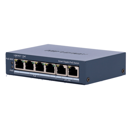 سويتش PoE هيك فيجن ذكي مُدار 4 منافذ Gigabit بقدرة 60 واط DS-3E1506P-EI - MadinaTaif